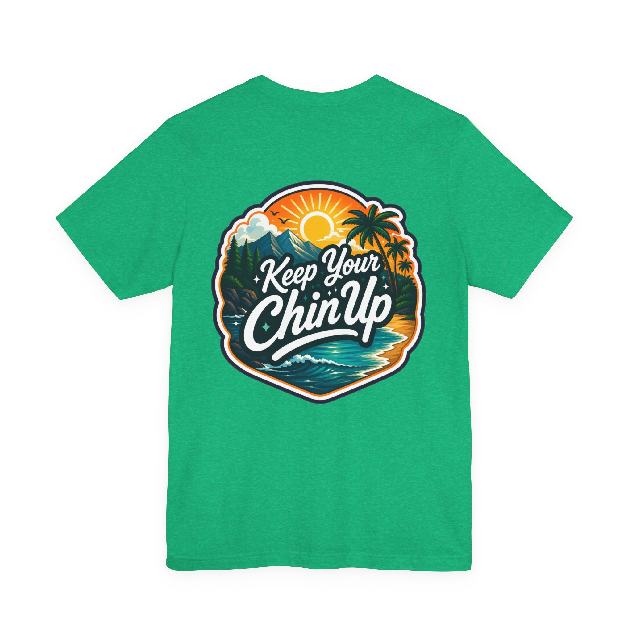 Let's Start Again, Keep Your Chin Up T-Shirt Retro Sunset Beach Typography