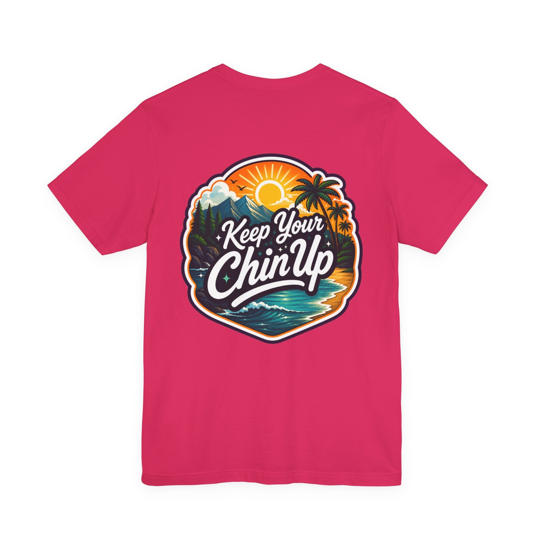 Let's Start Again, Keep Your Chin Up T-Shirt Retro Sunset Beach Typography