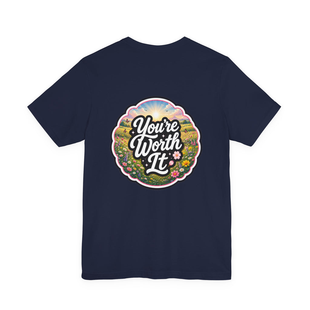 Let's Start Again, You're Worth It tee Retro Floral Badge