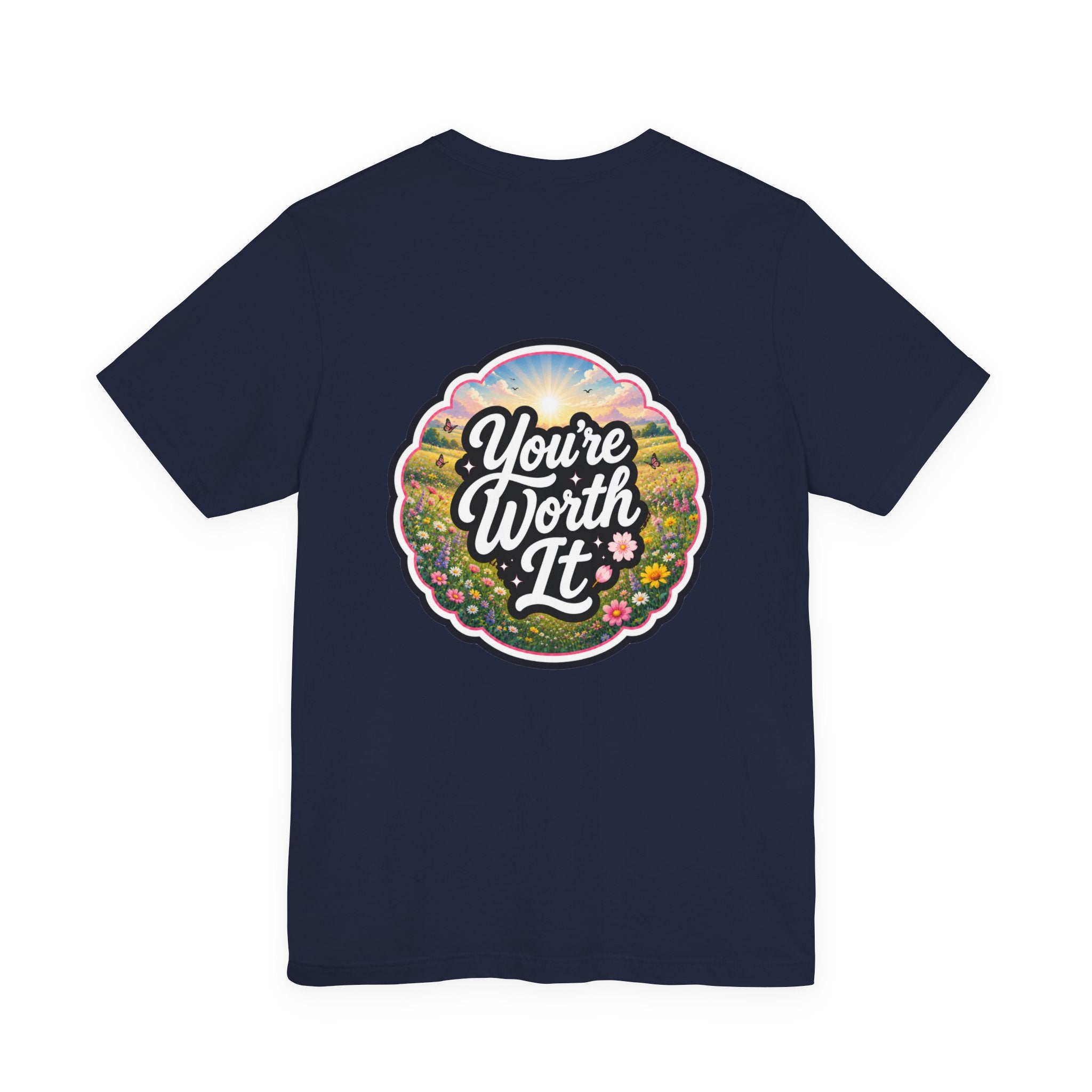 Let's Start Again, You're Worth It tee Retro Floral Badge