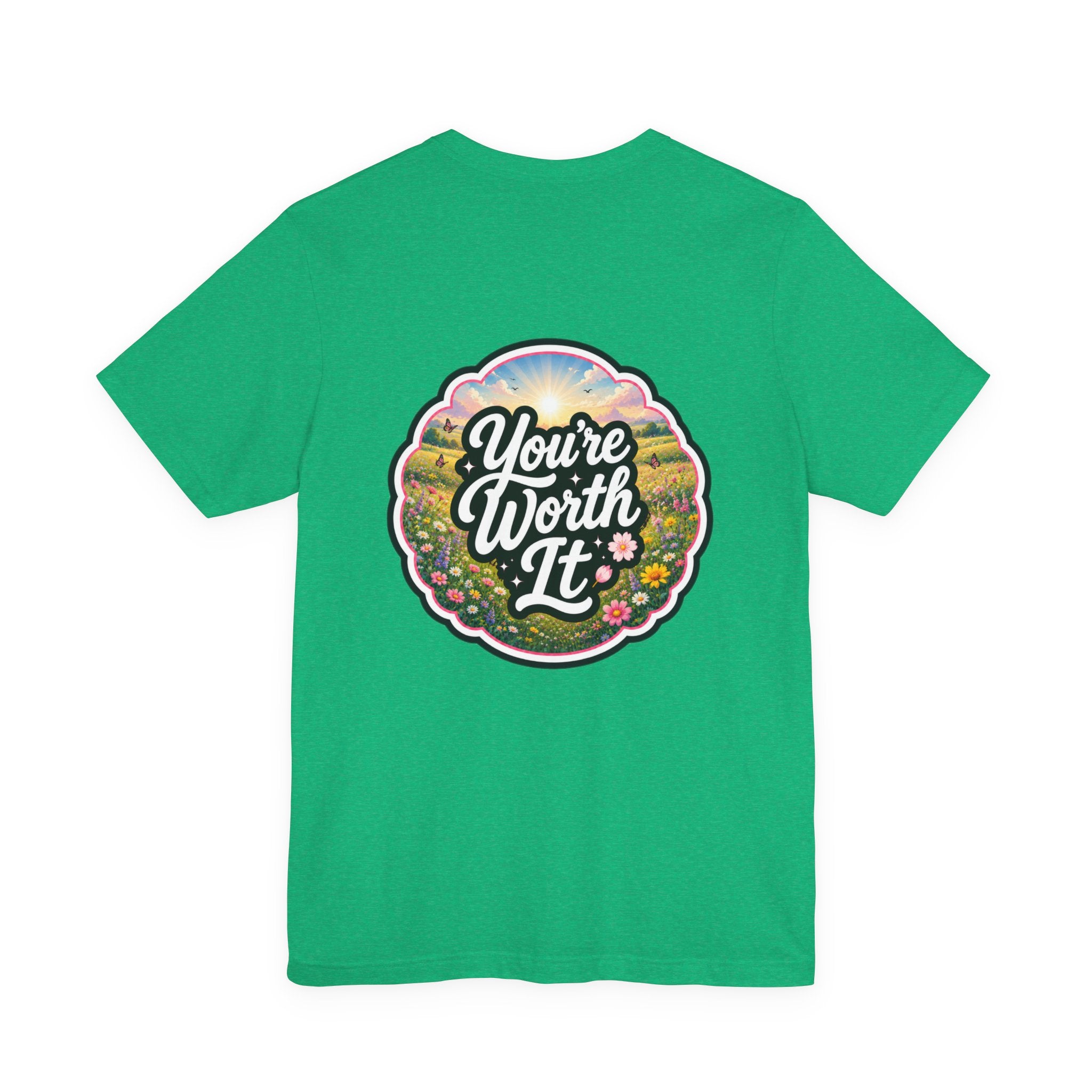 Let's Start Again, You're Worth It tee Retro Floral Badge