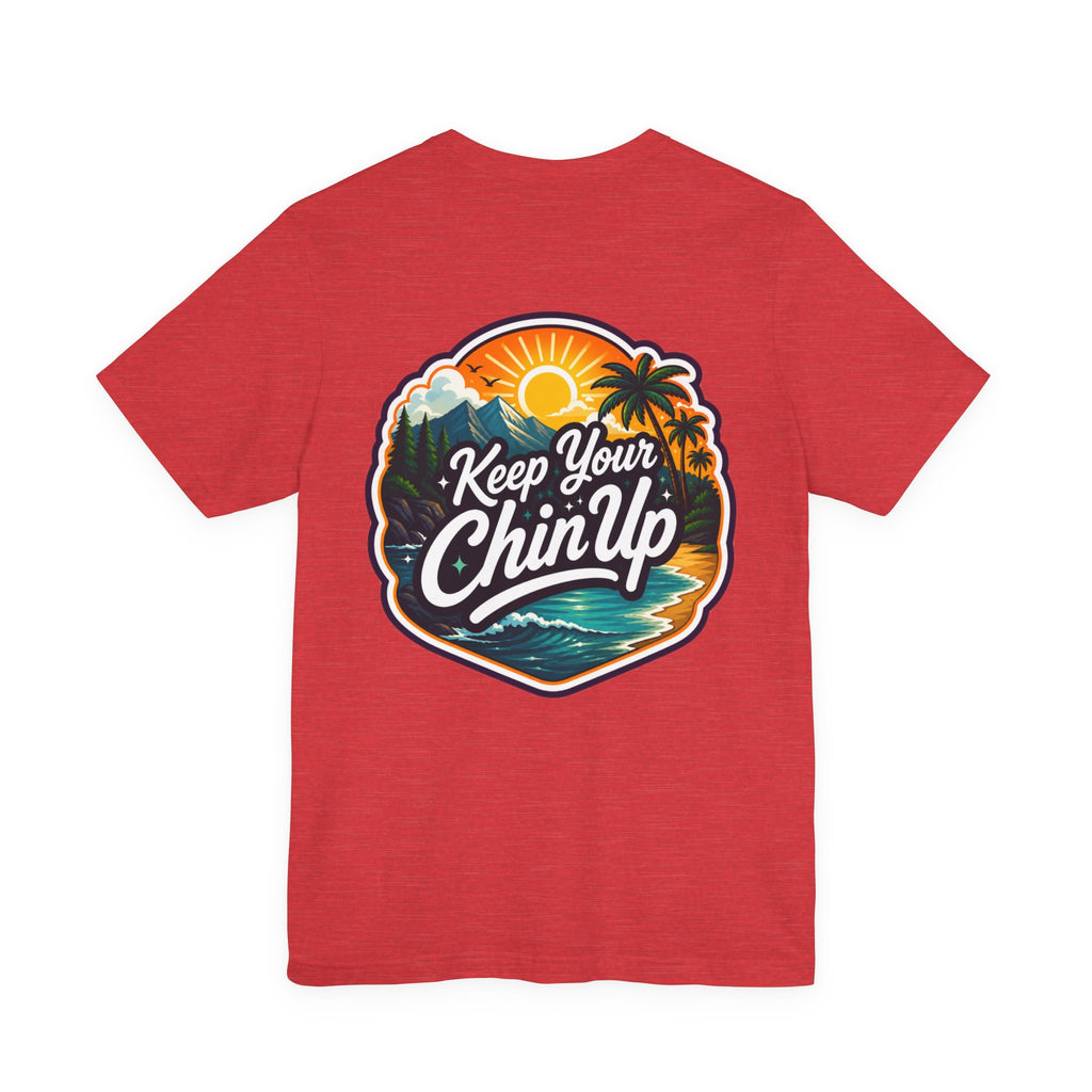 Let's Start Again, Keep Your Chin Up T-Shirt Retro Sunset Beach Typography