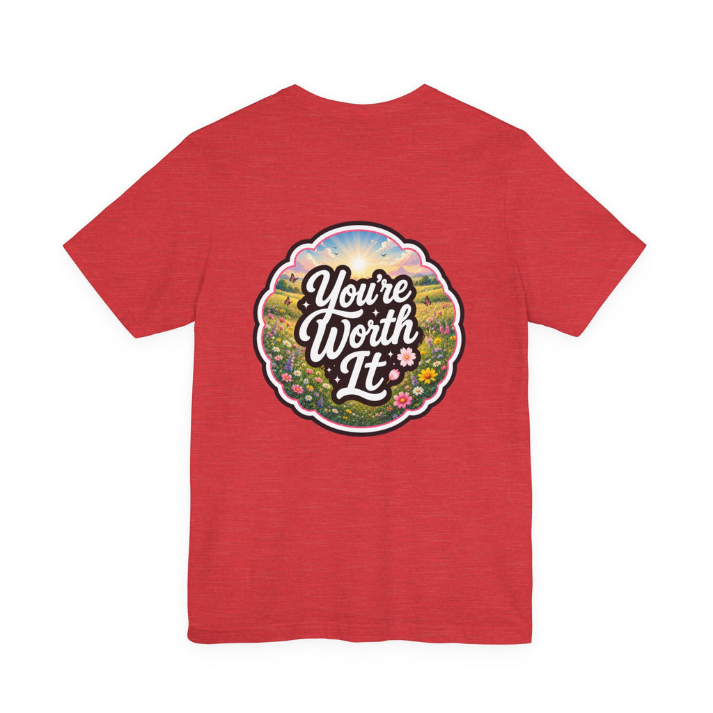 Let's Start Again, You're Worth It tee Retro Floral Badge