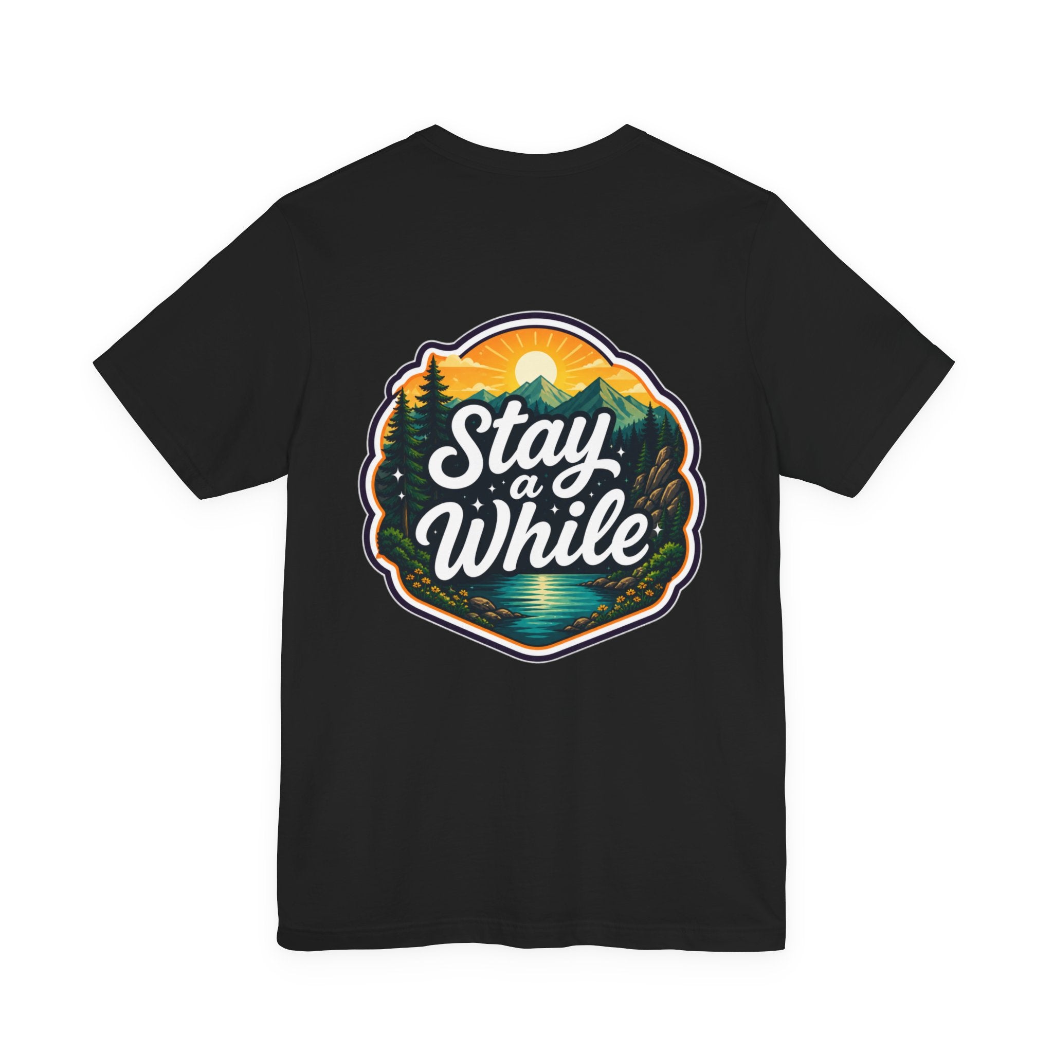 Let's Start Again, Stay A While nature badge Tee