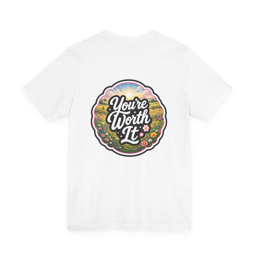 Let's Start Again, You're Worth It tee Retro Floral Badge